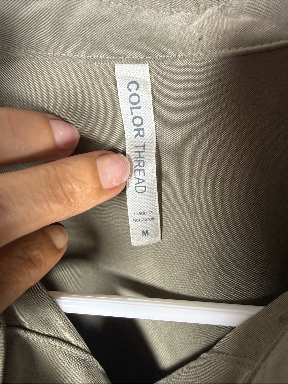 Color Thread Olive Button-Up Shirt Jacket - Picture 3 of 7